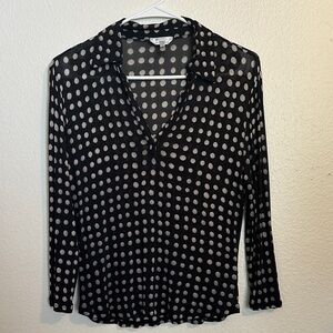 Max Mara Size M Polka Dot Black Blouse